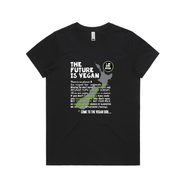 New Zealand map: the future is vegan - Womens Maple Organic Tee Thumbnail