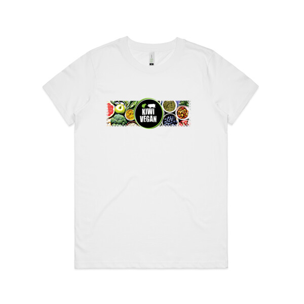 Kiwi Vegan with food - Womens Maple Organic Tee Thumbnail