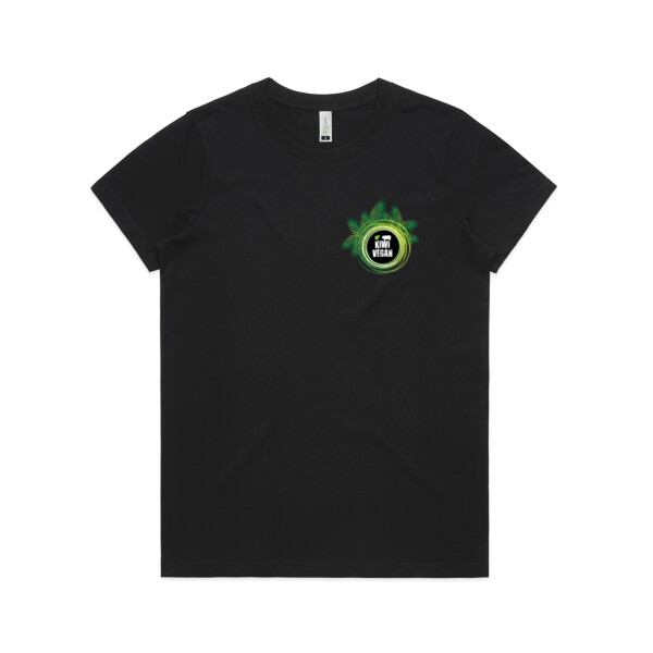 Kiwi Vegan with fern - Womens Maple Organic Tee Thumbnail